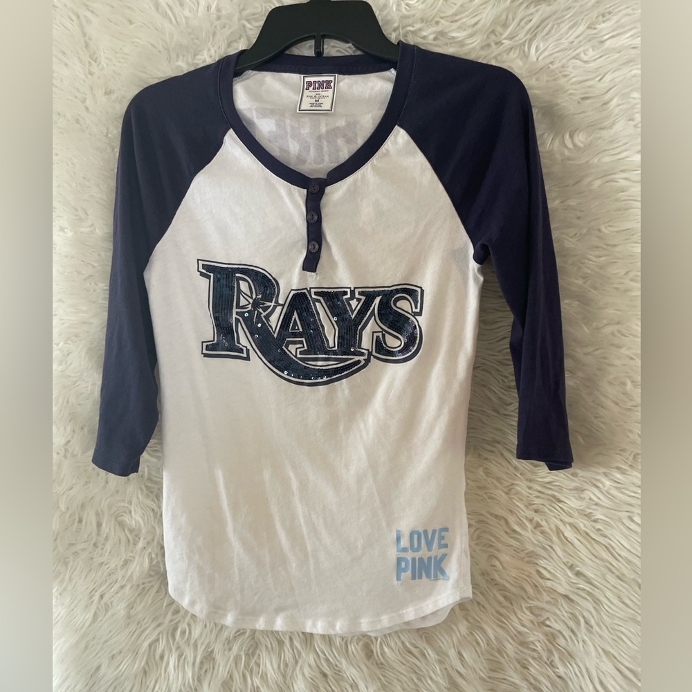 Tampa Bay Rays Victoria’s Secret PINK "5th & Ocean" Women’s Raglan Henley. M